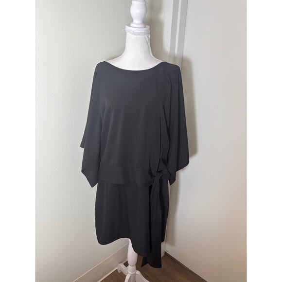 Amanda Uprichard Black Bat Wing Mini Dress Sz M - Picture 1 of 4